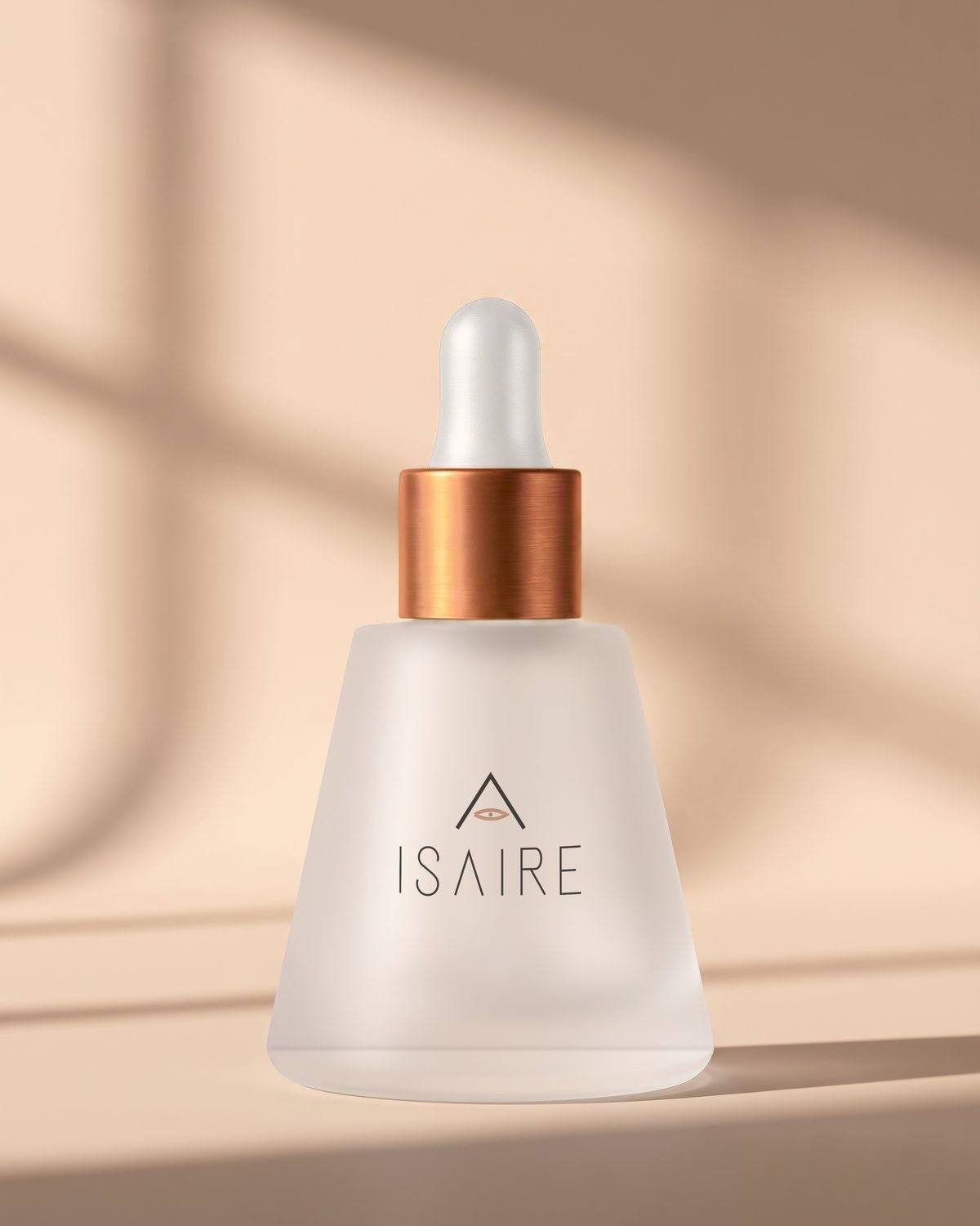 The Lift pre-wash cleansing oil in frosted glass with a satin copper collar and a white dropper bulb